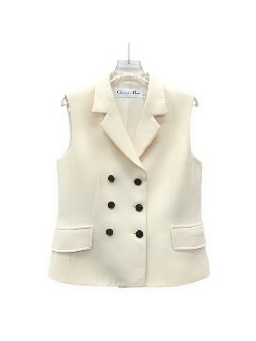 Dior Beige Wool Double-Breasted Sleeveless Blazer Vest